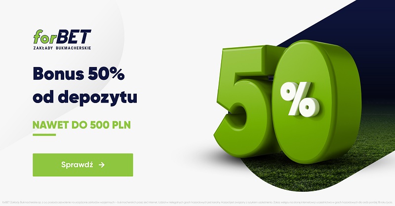 50% bonusu od depozytu do aż 500 PLN!